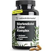 natural elements Mariendistel Leber Komplex - 120 Kapseln - mit Mariendistel, Cholin, Artischockenextrakt, Curcuma & Zink - L