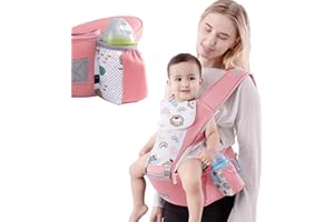Wsndm Ergonómico Con Asiento Mochila Portabebés, 6 En 1 Correa Multifuncional Para Bebés, Puro Algodón Ligero y Transpirable, Toallas Con Saliva, Ajustable, Para Recién Nacido a 23kg