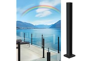 Cvter Poste Para Barandilla de Vidrio Negra: 85cm de Balaustrada de Cubierta de Vidrio Sin tapa con Ranuras para Cubiertas, Escalones, Balcón, Piscina, Jardín, Escaleras. Acero inoxidable