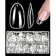 ELECTOMANIA 500Pcs Fake Nails, 10 Sizes Artificial Nails, Transparent Nails, Acrylic Nails False Nail with Case for Nail Salons and DIY Nail Art (Long Oval)