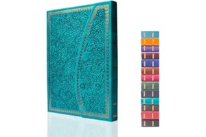 VICTORIA'S JOURNALS Magnet Journal, Carving Vintage Notebook Faux Leather Hard Cover Personal Diary Lined Pages Ribbon Bookmark, 8'' x 5.7'', Teal