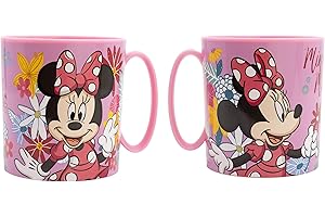 PALLEON Zestaw 2 kubków do picia Minnie, kubek z uchem, dla dzieci, bez BPA, 350 ml, nadaje się do kuchenek mikrofalowych