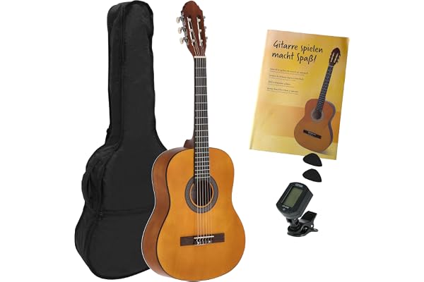 Juan Miguel Navarrez guitare de concert - guitare classique - 3/4 honey - couleur naturelle - Starter Set - incl. housse, médiadors, livre, accordeur