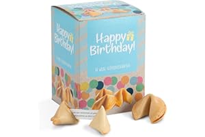 ‎FOOD CREW FOOD Crew 10 Glückskekse „Happy Birthday” - kleine Geschenke Idee - Geburtstag Geschenk - Kleines Geschenk - Als Geburtstagsgeschenk für Familie, Freunde & Kollegen - Süßigkeiten Geburtstag