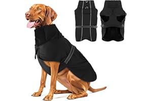 PEWKIM Warme Hundemäntel, wasserdichte Reflektierende Hundejacke, Winddichter Wintermantel mit Hohem Kragen Weichem Fleecefutter, Verstellbare Passform Hunde Hundemantel Für mittelgroße bis große Rassen