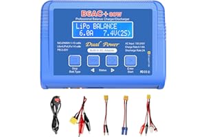 Haisito Lipo Battery Charger 80W 6A - Balance Charger for LiPo, Li-ion, LiFe, NiMH, NiCd,LiHV, Pb| RC Battery Charger with Built-in Adapter| Lipo Balance Charger for Airsoft, RC Cars, Boats, Drones