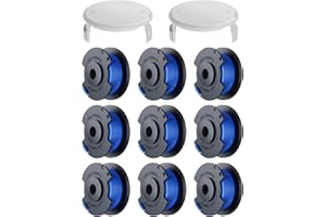 Eventronic 11 Pack Bobine Fil Coupe Bordure remplacements pour Ryobi One + AC14RL3A 18v 24v 40v Coupe Bordures, Bobine Ø 1,6mm, Longueur 30,17m (9 Bobine Fil Coupe Bordure,2 Couvercle)