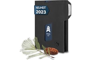 Wolfstrøm Slim Wallet mit Münzfach 'Ludvig' I 7+1 Karten Mini Geldbörse Herren klein, RFID Blocker I Damen Herren Portemonnaie klein I Credit Card Holder Geldbeutel Herren klein – Vintage Black