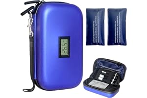 roargy Kühltasche für Insulin, mit 2 Kühlakkus und Display, TSA-zugelassene Kühltasche für Medikamente und Diabetiker für den Reisealltag (blau)