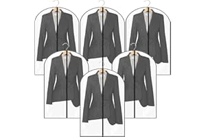 SVUPUE Worek na ubrania, 6 sztuk, przezroczyste worki na ubrania z zamkiem błyskawicznym, 60 x 100 cm, do przechowywania koszulek, spódnic i garniturów, czarny