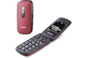Panasonic KX-TU446EXR 2G Teléfono Móvil para Mayores, Resistente a Golpes, Cámara, Incluye Auriculares y Cargador, Pantalla A Color 2,4 Pulgadas, Llamada De Emergencia SOS, Rojo