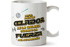 MUGFFINS Tazas para CELADOR hombre - En Español - Mejor de la Galaxia Cuando Fuerza me Acompaña - 11 oz / 330 ml - Regalo original y divertido