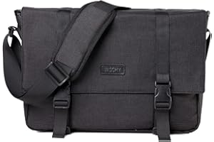 VASCHY Borsa Tracolla Uomo, Borsa PC 14 Pollici Ventiquattrore Uomo Borsa Messenger Vintage Borsa Uomo Tela Cerata Valigetta Resistente Borse a Spalla con Tracolla Imbottita Nero Festa del Papà