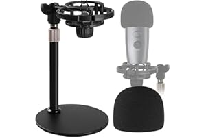 FRGYEE Nano Soporte Para Micrófono de Escritorio con Montura De Choque y MicróFono Cubierta Parabrisas, Reduce El Ruido De las Vibraciones para Blue Yeti Nano Mic