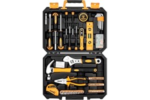 DEKOPRO DEKO 100 Piece Home Repair Tool Set,General Household Hand Tool Kit with Plastic Tool Box Storage