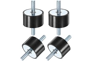 M METERXITY 4-Pack Rubber Mounts D50mmxH20mm Male Vibration Isolators Cylindrical Shock Absorber M10 x 27mm Double Studs for Air Compressor/Car/Pump/Boat/Garage Motor/Bobbins Rubber Isolators