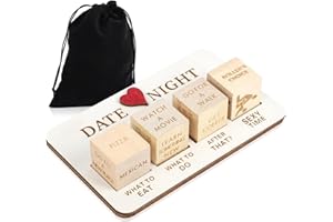 BBXWANG Wooden Date Night Dice, Romantic What To Do Date Night Couples Games with Pouch Storage, Novelty Action Decision Dice Games Date Night Ideas for Couples, Valentine's Day, Birthday