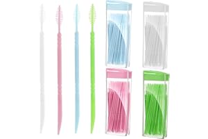 HJZHII 240 stuzzicadenti con scatola, stuzzicadenti portatile, in plastica, stuzzicadenti, a doppia testa, filo interdentale, spazzola interdentale, spazzola per la pulizia dei denti, portatile, per