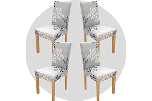 ZHILING Chair Covers Set of 4 Super Fit Stretch Removable Washable Dining Room Chair Protector Cover Seat Cover for Hotel, Dining Room, Ceremony, Banquet, Wedding Party (Leaf Style)