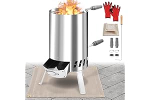 Hebitod Poolheizung mit Feuer, Poolheizung Feuertonne mit Heizspirale, Poolofen Heizungen für Schwimmbäder, 32-38mm Anschlüsse, 100% Edelstahl Poolheizung mit Hitzebeständige Feuerfestmatten