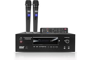 Pyle Amplifier, 5.2 Kanal Bluetooth Verstärker, 1000W AV Receiver mit 2 UHF Kabellosen Mikrofonen, 4K UHD TV HDM/USB/MP3 Unterstützung, Heimkino & Karaoke Sound System