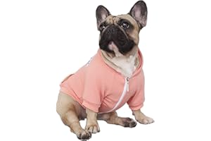 iChoue Bouledogue français vêtements à capuche pour chiens carlin anglais Boston Terrier Bully Pitbull Corgi Sweatshirt Vêtements - Pêche/XL