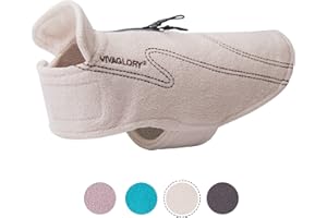 VIVAGLORY Cozywrap Dog Fleece Jumper, Fleece Dog Coat for Fall & Spring, Reflective Lightweight Cozy Adjustable Easy Fit, Coat with Harness Hole, XS, Beige