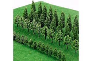 IWILCS 50Pièces Modèle Arbres, Arbre de Diorama, Arbre Miniature Modèle, Modèle Train Arbres pour DIY de Paysage Landscape, Vert Naturel