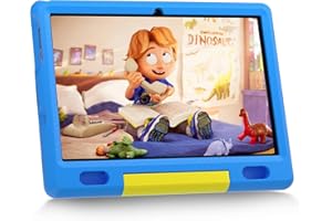 Mouikei Kids Tablet 10 inch Tablet for Kids Android 13 Tablet 6(2+4) GB 64GB (128GB Expanstion), Parent Controls, Kidoz Pre-Installed 5000mAh Android Tablet with Case (Blue)