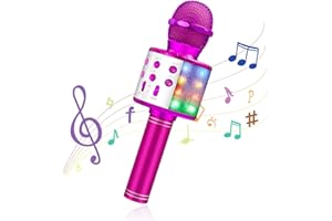 MOOKLIN ROAM Drahtloses Bluetooth Karaoke Mikrofon für Kinder, Tragbarer 4-in-1 Karaoke Maschinenlautsprecher, Heim KTV Player mit Aufnahmefunktion, Kompatibel mit Android iOS und PC (pink)