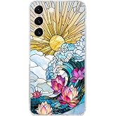 PrintiFy Samsung Galaxy S22 ile Uyumlu Vitray Okyanus Sabahı Tasarımlı Şeffaf Silikon Kılıf