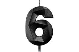 DERATTA Birthday Candles for Cakes 0-9 Number Candles Black Birthday Cake Candles for Anniversary Birthday Party Decorations Cake Toppers Number 6 Cake Candles