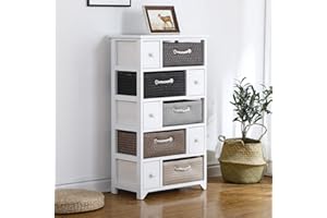 Ruication Bedside Table Bathroom Cabinet Wicker Woven Baskets Organiser Large Chest of Drawer Storage Unit Nightstand Fully Assembled for Bedroom Living Room Bathroom Hallway (10 Drawers)