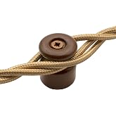 Amarcords - Cable clamp with screws and dowels. 25 antique colored porcelain insulators for wall braided cable installations