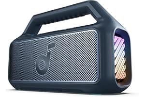 soundcore by Anker, Boom 2 Outdoor-Lautsprecher, 80W, Subwoofer, BassUp 2.0, 24h Akku, IPX7 Wasserdicht & Schwimmt, LED-Licht, USB-C, EQ, BT 5.3, Mobiler Bluetooth-Speaker, Camping, Strand, Garten