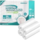 SWIHELP 160 Units Medium Trash Bags 50 Litres for Bathroom Office | 160 Bin Bag 50L White Ultra Durable for Home and Office U