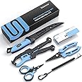 Sidomma Pro Fishing Gear and Equipment Tools Kit with FishingPliers Fillet Knife, Scissors, Fish Lip Gripper, Fish Ruler, Fishing Gifts for Men, Saltwater Fishing Accessories Fly Fishing Ice Fishing
