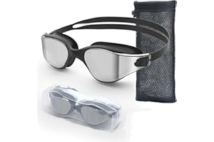 Roujune Polarisiert Schwimmbrille Herren Damen, UV-Schutz, Anti-Nebel, Verstellbarer Gurt, Komfortable Passform, Profi Schwimmbrille für Erwachsene und Jugendliche