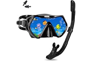 Rtdep - Juego de esnórquel para adultos, con gafas de buceo y esnórquel seco, antifugas, antivaho, de cristal templado, máscara de buceo para buceo, snorkel y natación