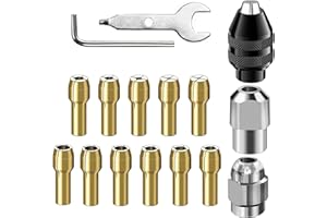 JYINELX 16 Pieces Chuck Collet Kit,Multi Chuck Set for Dremel Collet Nut Kit,Brass Collets Set 0.5-3.2mm，Quick Change Accessory Compatible with Dremel（8200 7700 4000 3000）