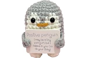 Tomtary Cute Penguin Doll with Positive Card - Knitted Penguin Plush for Adults & Lovers