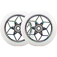 Dciustfhe 2 Pcs 110mm Scooter Wheels Colorful Pu Wheels Thick Stunt Car Wheels with Bearings(White)