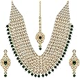 Shining Diva Fashion Latest Stylish Kundan Pearl Traditional Necklace Jewellery Set for Women