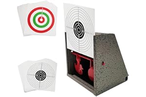 ATFLBOX BB Trap Target avec 20pcs Paper Target et Resetting Shooting Target pour Airsoft Pellet Gun Rifle BB Gun