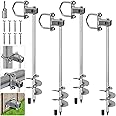 Insaga Tent Peg, 74cm Heavy Duty Ground Anchor Large Metal Sand Earth Stake Spiral Blade Screw in Trampolines Spike for Swing Set/Camping/Shed/Dog/Carport with Fixed Loop, 4 Pack