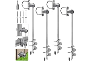 Insaga Tent Peg, 74cm Heavy Duty Ground Anchor Large Metal Sand Earth Stake Spiral Blade Screw in Trampolines Spike for Swing Set/Camping/Shed/Dog/Carport with Fixed Loop, 4 Pack