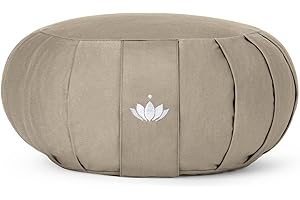 Lotuscrafts Cojín Zafu Meditación Yoga Zen - Altura 15 cm - Relleno de Espelta - Cubierta de Algodón Lavable - Cojín Suelo Redondo - Meditation Cushion - Certificado GOTS