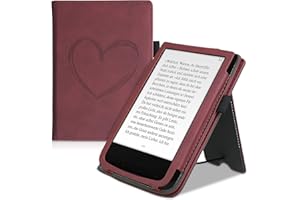 kwmobile e-czytnik etui kompatybilne z Pocketbook Touch Lux 4/Lux 5/Touch HD 3/Color (2020) - Pokrowiec ochronny na serce malowane ciemnoczerwone