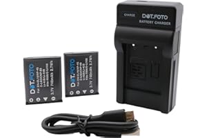 Dot.Foto NP-45, NP-45a, NP-45s Premium 740mAh Battery (2-pack) & USB Battery Charger for Fujifilm INSTAX Mini 90 FinePix XP70 XP80 XP90 XP120 XP130 XP140 T350 T360 T400 T500 T510 T550 JX500 JX520