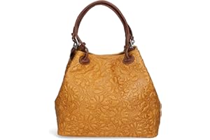 Chicca Borse Borsa a Mano Stampa Intrecciata da Donna con Tracolla in vera pelle made in Italy - 34x29x18 Cm
